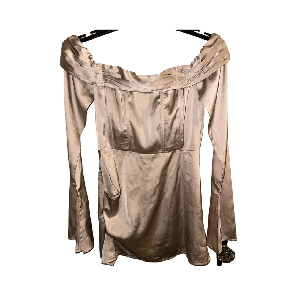 Prettylittlething corset off shoulder silk top